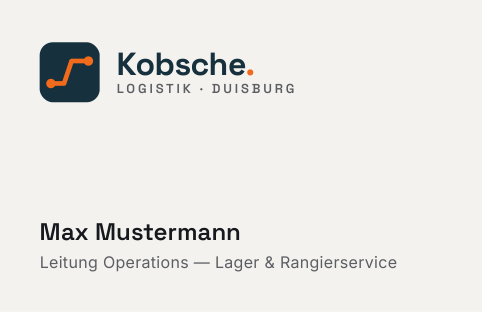 Vorderseite der Visitenkarte mit Logo und Name